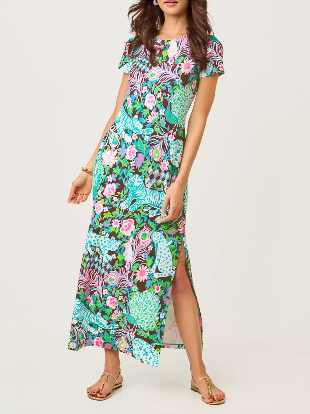 NWT Lilly Pulitzer UPF 50+ ChillyLilly Kaden Maxi Dress Royal Zoo ChillyLilly,XL